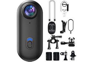 DAHOCAMGO 4K Mini Body Camera, 64GB Action Snap Cam, POV Snapcam, Thumb Size Hands Free Recording Body Worn Wearable Camera, Premium Portable Camcorder Mount Anywhere for Work, Travel, Pet Walks (Black)