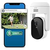 Arlo Essential Pan Tilt Security Camera 2K + 6 Months of Secure Plus Plan - Wired Plug-in Power Outdoor Camera, Person Recognition, Package Detection, Animated Preview, Auto Motion Tracking, 1 Cam