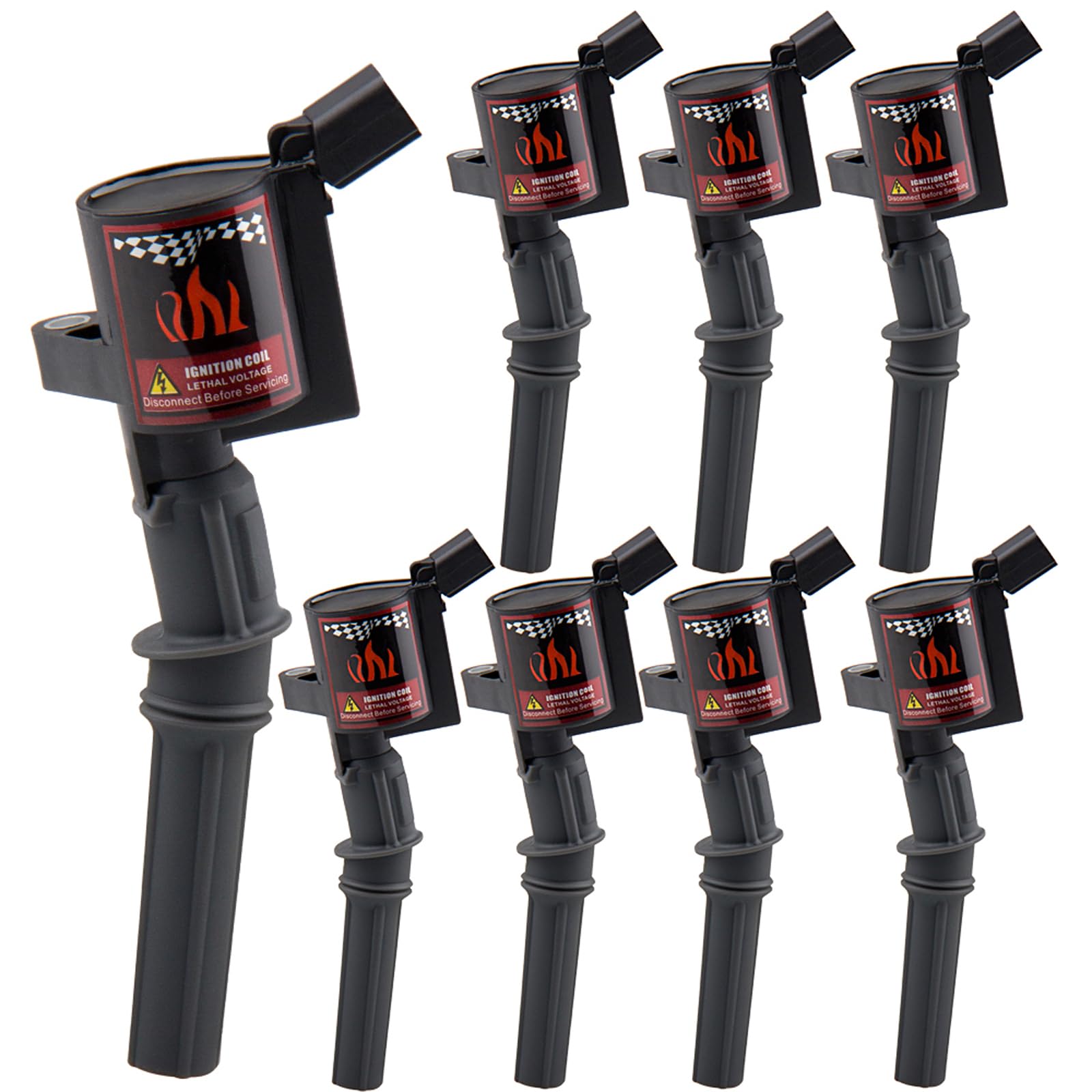 Photo 1 of Set of 8 Ignition Coil Pack Compatible With Ford F150 F250 Explorer Lincoln Mercury 4.6L 5.4L V8 V10, Upgraded Coil Pack Compatible with DG508 DG457 DG472, Black