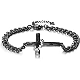 Cross Bracelet 925 Sterling Silver Mens Cross with Crown of Thorns Bracelet Christian Bracelet for Men Christian Jewelry for Men Father Husband