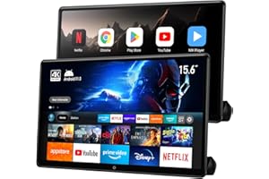 SEVENTOUR 15.6 inch 4K Android Car TV Headrest Monitor for Cars Back seat Rear Entertainment System, Support Wireless Phone Link Touch Screen,with WiFi/Bluetooth/HDMI/USB/Video Player 4G+64G (2*PCs)