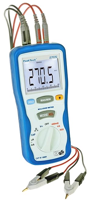 Milliohmetro Digitale Peaktech 2705 - Puntali Kelvin 4 Fili, CAT III 1000V - Foto 8
