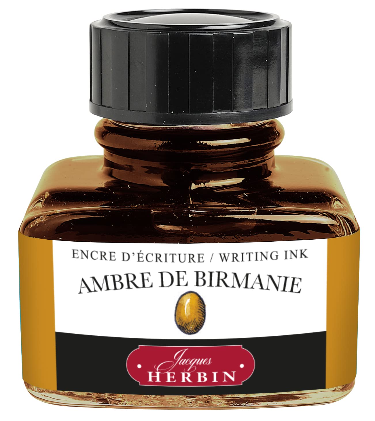 Jacques Herbin 13041T - A 30 ml Bottle of Ink for Fountain pens and rollerballs, Ambre de Birmanie/Burma Amber - Made in France - Calligraphy Writing — image 1