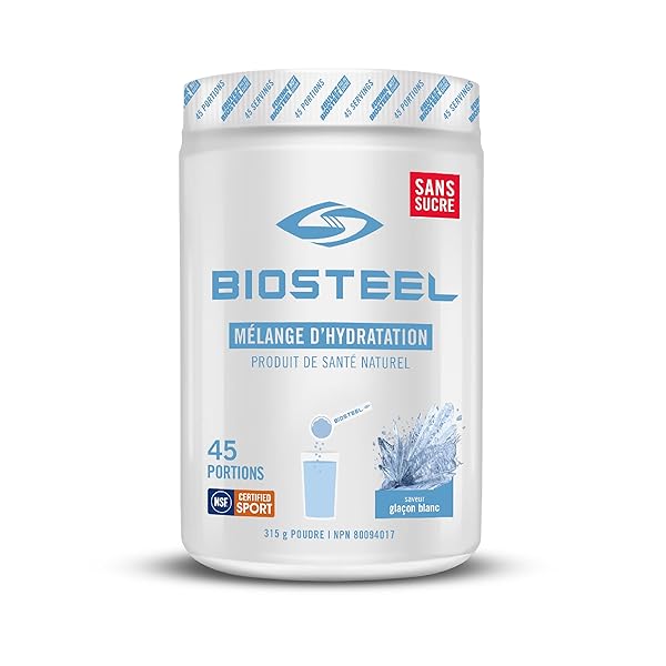 BIOSTEEL HYDRATION MIX, SUGAR-FREE WITH ESSENTIAL ELECTROLYTES, WHITE FREEZE, 45 SERVINGS