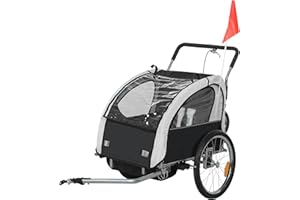 Aosom Elite 360 Swivel Bike Trailer for Kids Double Child Two-Wheel Bicycle Cargo Trailer with 2 Security Harnesses