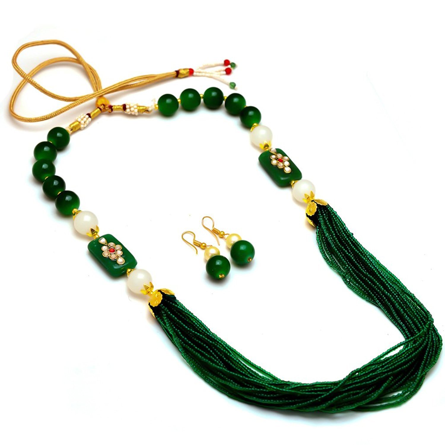 catalyst tibetan stone beads necklace set with earrings for women & girls