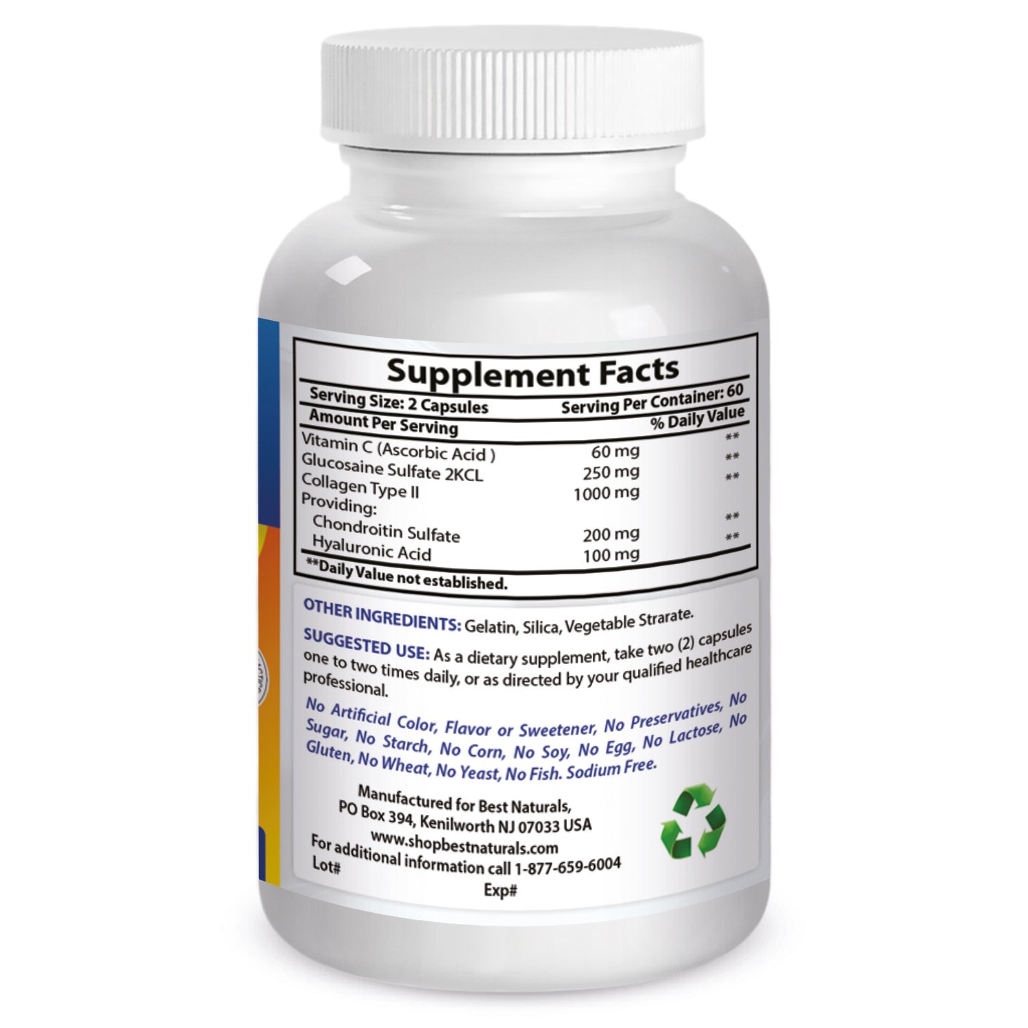 Best Naturals Hyaluronic Acid 100 mg 120 Capsules Support Healthy