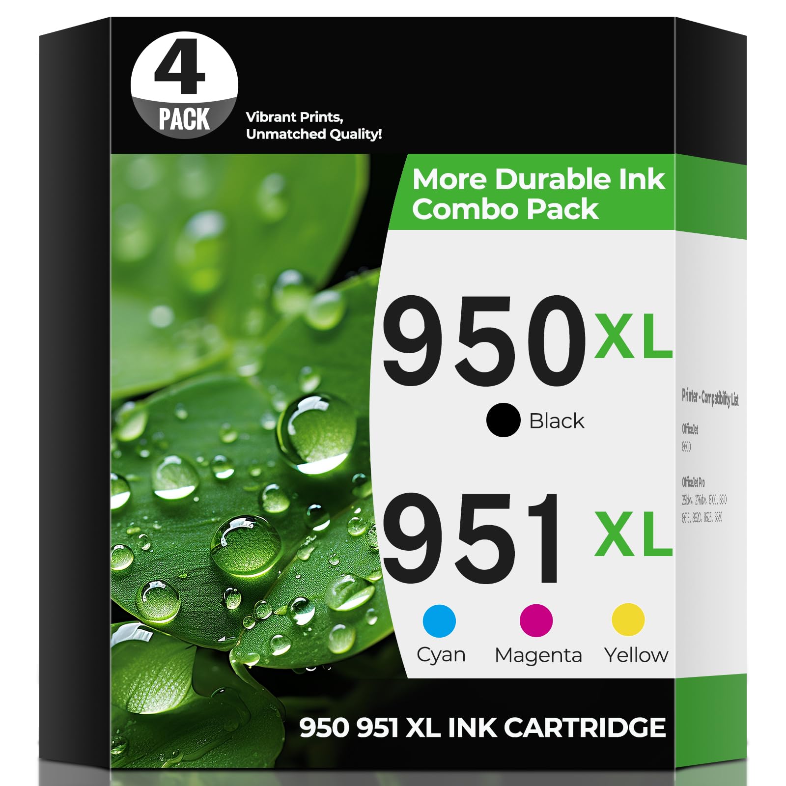 Photo 1 of 950XL 951XL Ink Cartridges OfficeJet Pro 8600 8610 8620 Ink Compatible for HP 950 951 XL Ink Cartridge Combo Pack HP950XL HP951XL Printer Ink for OfficeJet Pro 8100 8630 8660 8640 8615 276DW 251DW-4P