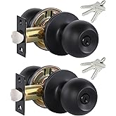 Lanwandeng 2 Pack Entry Door Knobs with Lock and Keys All Alike, Interior/Exterior Door Knob for Bedroom or Bathroom, Entrance Matte Black Door Locks