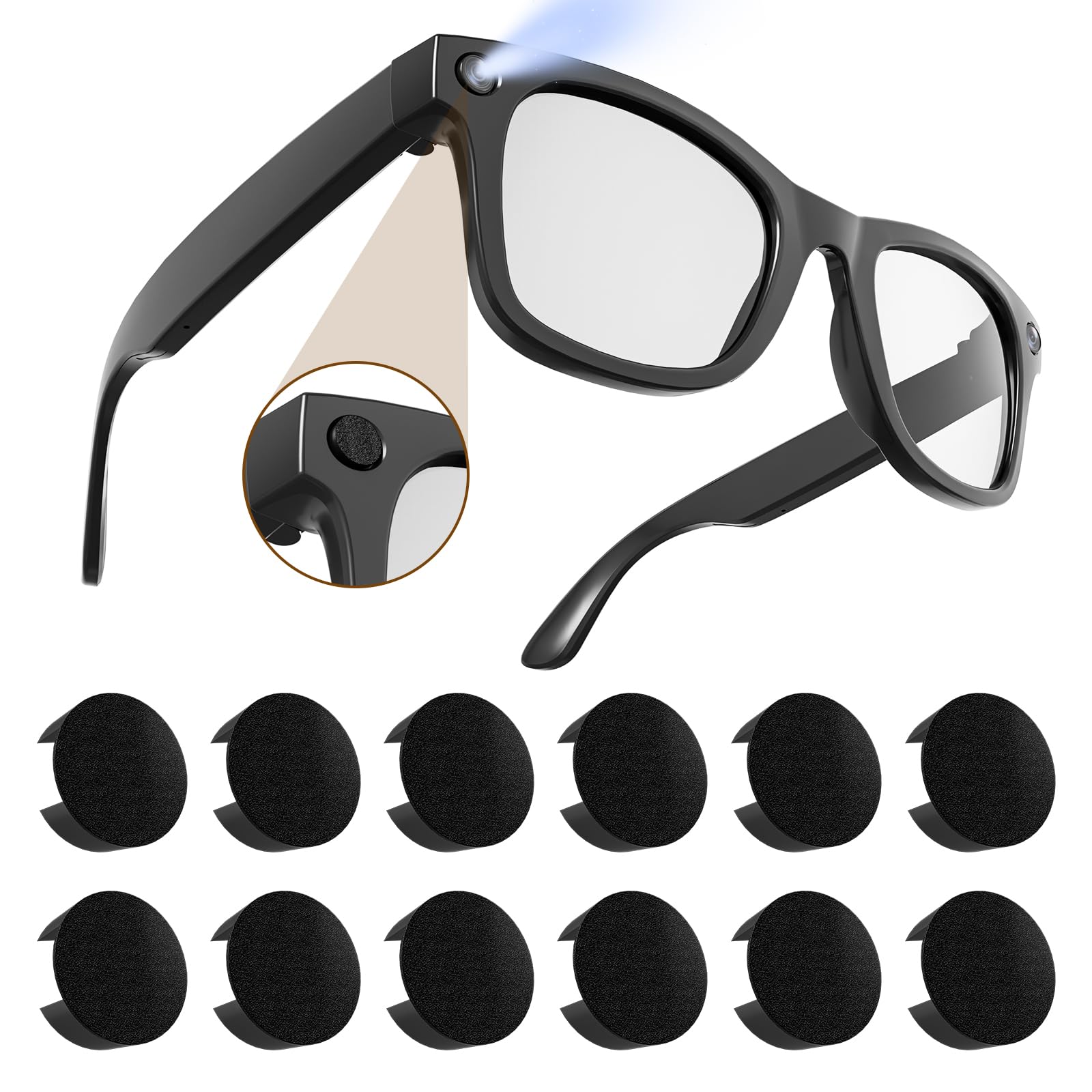 Photo 1 of 12Pcs LED Light Blocking Stickers Compatible with Ray Ban Meta Wayfarer/Skyler/Headliner(Gen 2) & Oakley Meta HSTN Smart Glasses Accessories, Light Covers Sticker