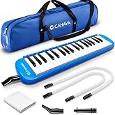 CAHAYA Melodica Piano Keyboard 37-Keys with Case for Beginners Adults Blue | Portable Keyboard Instrument with 2 Mouthpieces Carry Bag Gift for Kids Students Adults School Lessons Practice Performance