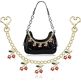 LAEKOU Gold Cherry Keychain Bag Charms for Women, Cute Heart Bag Charms Charm Accessories for Purse Handbags Decorative