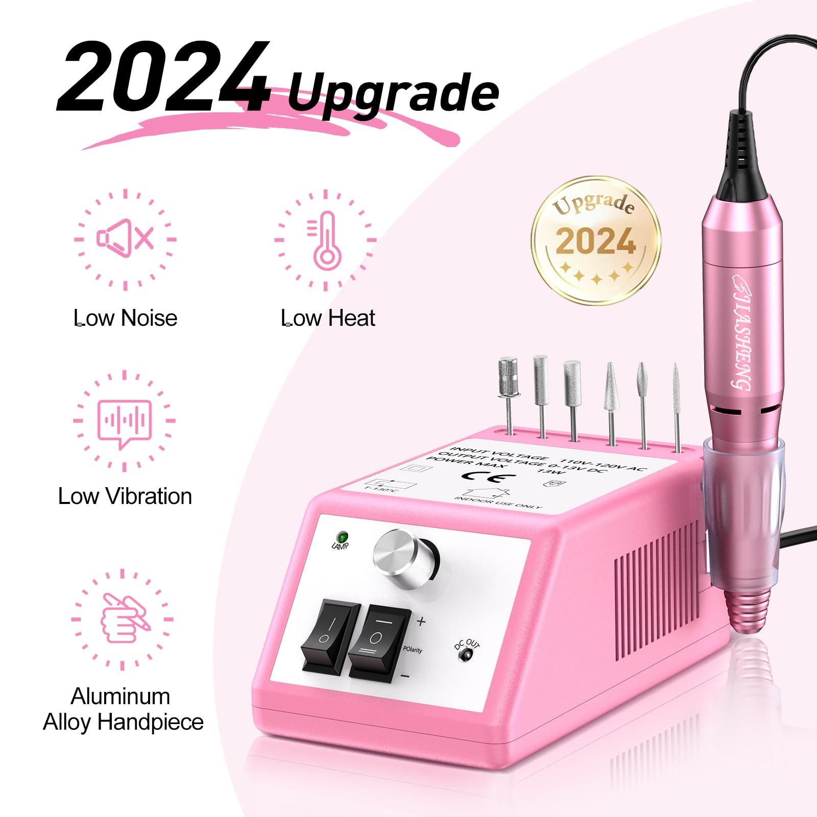 20000RPM Electric Nail Drill Professional Nail File Drill Acrylic Nails Kit for Manicure Gel Nail Polish Remover with 1 Pack of Sanding Bands(Pink) - Image 2
