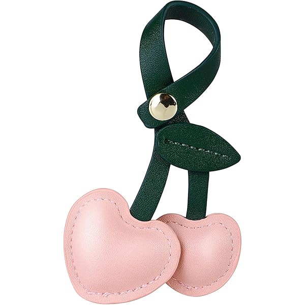 Adorno De Piel Con Forma De Cereza Para Bolso: Llavero Colgante