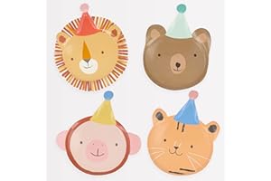 Meri Meri Disposable Safari Plates, Pack of 8 Disposable Plates for Party, Jungle Birthday Party Decorations, Safari Baby Shower Decorations
