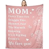 Mothers Stocking Stuffers,Mom Gifts, Pink Blanket Birthday Gift for Mom, Cute Flannel Throw Blanket 50"x60", Presents for Mum from Daughter Son, Mother Blanket for Anniversary Valentines Christmas