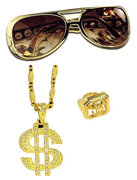 Panelize® Lude Macho BABO Prolethen Hiphop Rapper Set 3 teilig Brille Ring Kette