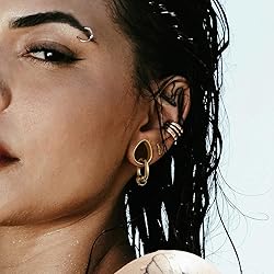 Twolobes 1 pair Gold Ear Gauges Drop Pattern with 1