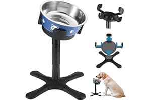 KMXASP Dog Bowls Elevated Adjustable Dog Bowl Stand,Raised Dog Bowl with 3 Heights and Tilted Adjust Feeding Stand,Elevated Dog Bowls Compatible with Various Dog Bowls,for Medium Large Breed (with Bowl)