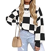 ZESICA Women's 2026 Spring Fashion Turtleneck Long Sleeve Striped Ribbed Knit Loose Pullover Sweater Tops