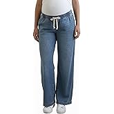 Motherhood Maternity Womens Under The Belly Tie Waist Wide Leg Pregnancy Denim Pants