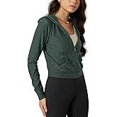 ODODOS Women's Full-Zip Cropped Hoodie - odSTRATUM Tech Ultra Soft UPF 50+ Hooded Jacket with Pockets