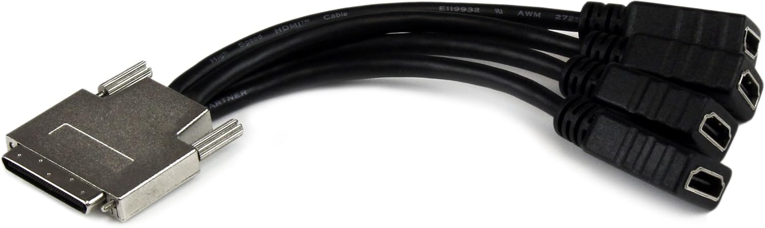 StarTech.com VHDCI Breakout Cable - VHDCI to 4x HDMI M/F - VHDCI Cable for NVIDIA & VisionTek Graphics Cards (VHDCI24HD), Black