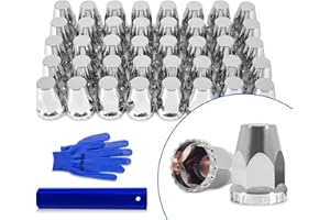 HQALTY 40Pcs Lug Nut Covers 33mm Flat Top Thread-on Nut Covers for Semi Trucks