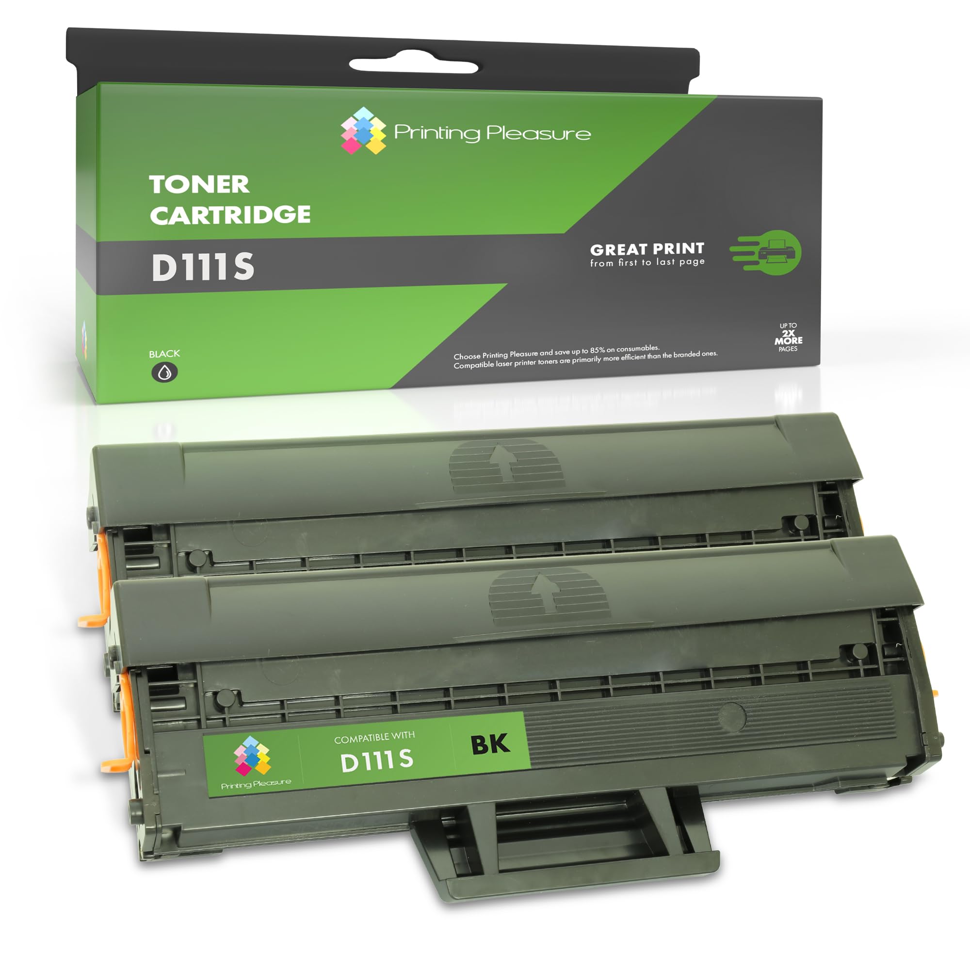 Printing Pleasure D111L D111S Replacement for Samsung MLT-D111L MLT-D111S Toner Cartridge Compatible with Xpress M2026W M2070W M2026 M2070 M2020 M2022W M2020W M2022 2 Black