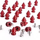 RUBYCA 12MM 50 Sets Metal Tree Spikes and Studs Metallic Screw-Back for DIY Punk Leather-craft Red