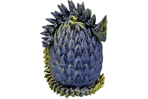 ZZ LIFE Surprise Dragon Egg Articulating Gemstone Dragon Fidget Figurine - 3D Printed Dragons Flexible ADHD, Autism, Relief Anxiety - Articulated Joints (Black Gold)