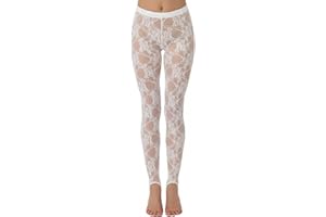 Women Sexy Floral Lace Stirrup Leggings Slim High Waist Tummy HIPS Long Footed Pants See-Through Mesh Tight Trousers