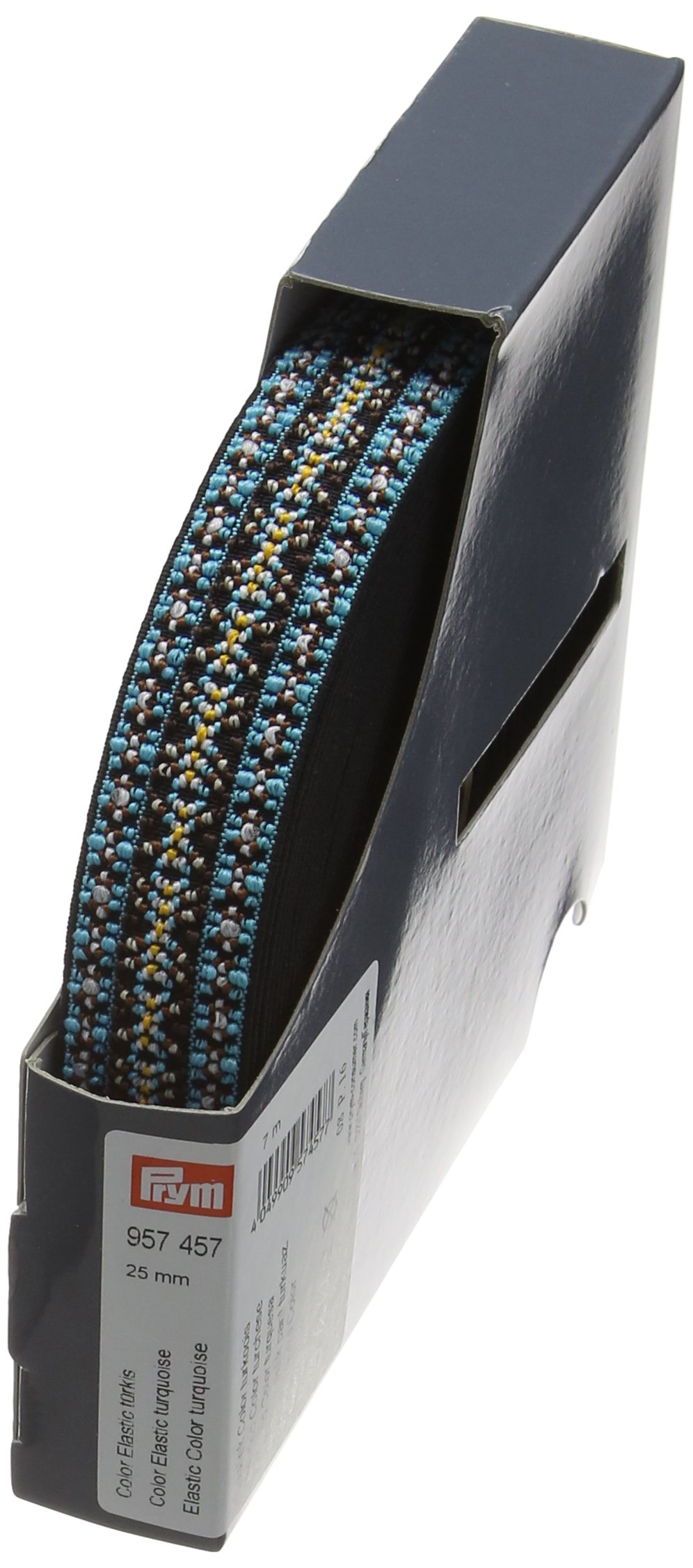 Prym "Turquoise Patterned Colour Elastic, Polyester Blend, Multi-Colour, 25 mm/1-Inch, 7 m