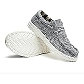 Men’s Machine Washable Slip On Lace Up Casual Loafer Breathable Travel Canvas Shoes for Men Comfortable and Stylish Summer Loafers Lightweight Walking Shoes Boat Shoe