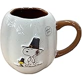 Rae Dunn Peanuts Thanksgiving Coffee Mug 'Give Thanks' Pumpkin Shaped Mug