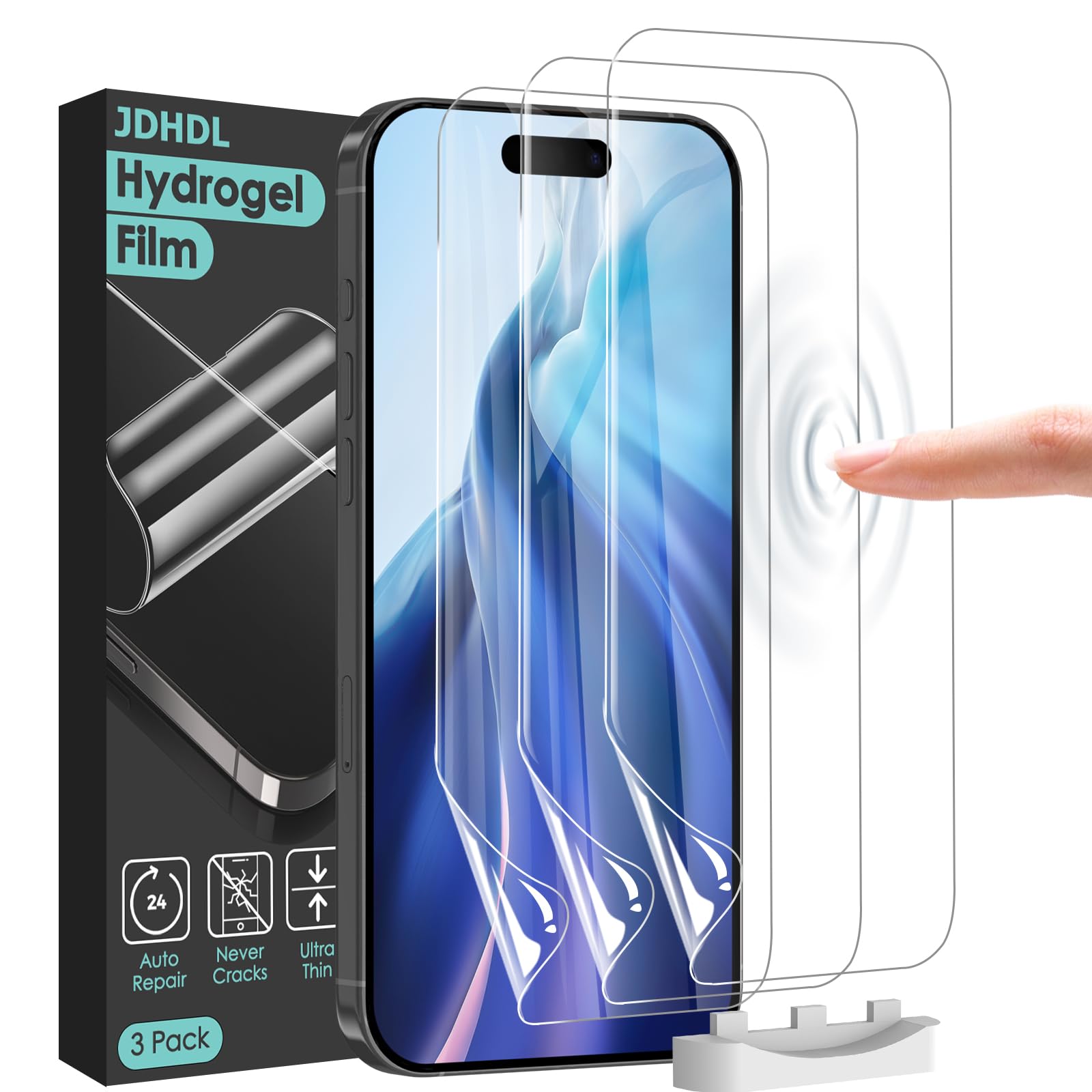 Photo 1 of JDHDL 3 Pack Flexible Film for iPhone 17 Pro Max Screen Protector[NOT GLASS], Non-breakable Soft TPU Hydrogel Film for iPhone 17 Pro Max, Invisible Thin, Scratch Resistant, Self-Healing
