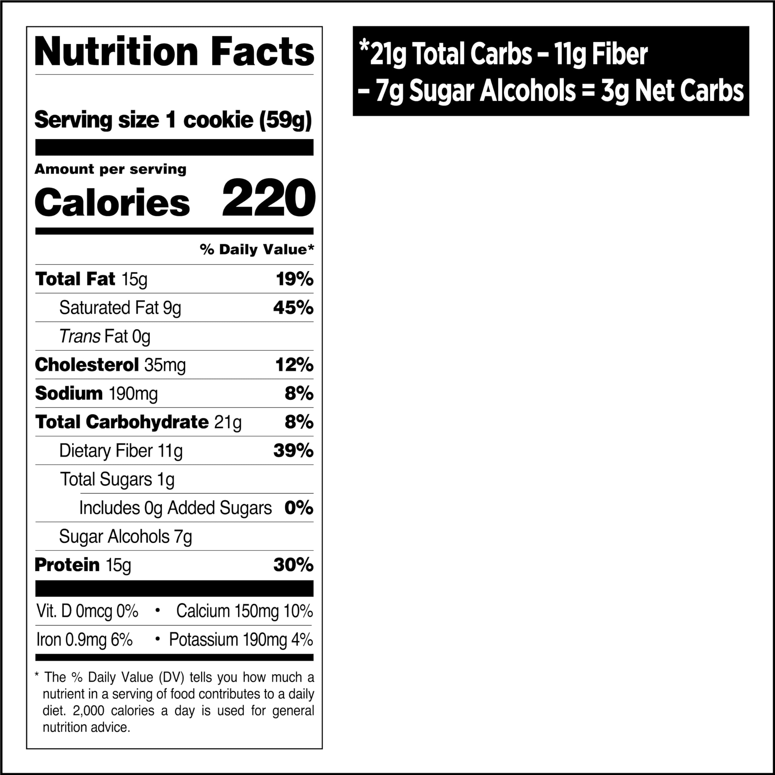 Quest Nutrition Double Chocolate Chip Protein Cookie, 15g Protein, 1g Sugar, 3g Net Carbs, Keto Friendly, High Protein, Low Carb; 4 Count