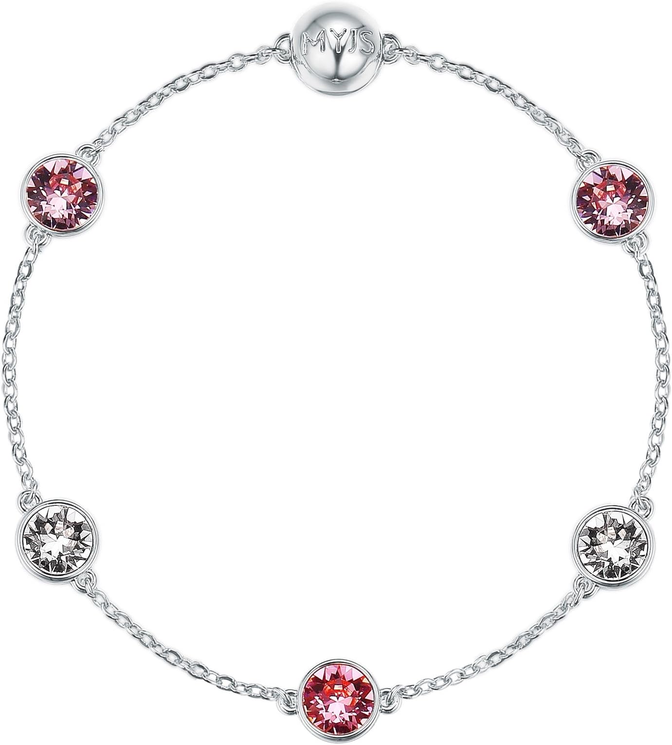MYJS Affinity Collection Timeless with Swarovski Pink Crystals Rhodium Plated