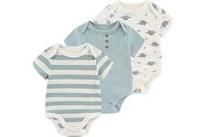 Ruliby Baby Bodysuit Boy Girl Clothes Soft Newborn Infant Outfit Short Sleeve Romper