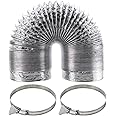 Funmit Dryer Vent Hose Kit - 4 In Diameter by 10 Ft Length - with 2 Stainless Steel Worm Clamp - Flexible Universal Aluminum Foil Non-Insulated - Silver
