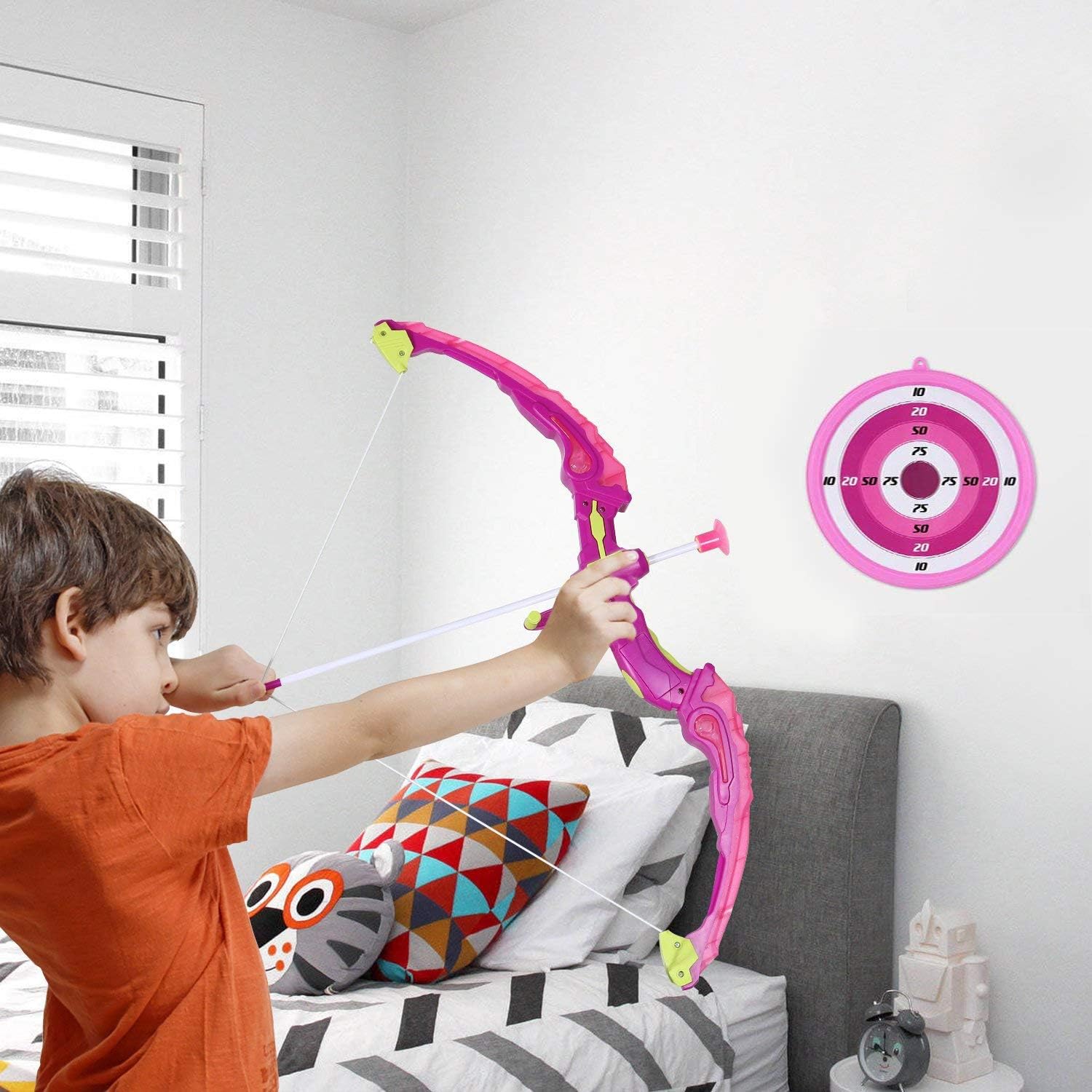 Liberty Imports Light Up Princess Archery Bow and Arrow Toy Set for Girls with 6 Suction Cup Arrows, Target, and Quiver (Pink): Toys & Games