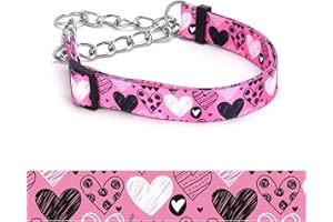 haoyueer Martingale Dog Collar - Stainless Steel Chain, No Pull Training Collar with Flower Design for Large Medium Small Dogs (21, M)