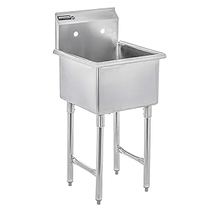 DuraSteel Utility & Prep Sink - 1 Compartment Stainless Steel NSF Certified Easily Install - 18" x 18" Inner Tub Size (Commercial, Food, Kitchen, Laundry, Backyard)