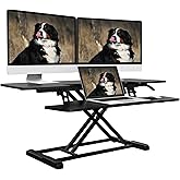 FLEXISPOT Standing Desk Converter - 42 Inch Height Adjustable Standing Desk Riser, Black Home Sit Stand Workstation Office De