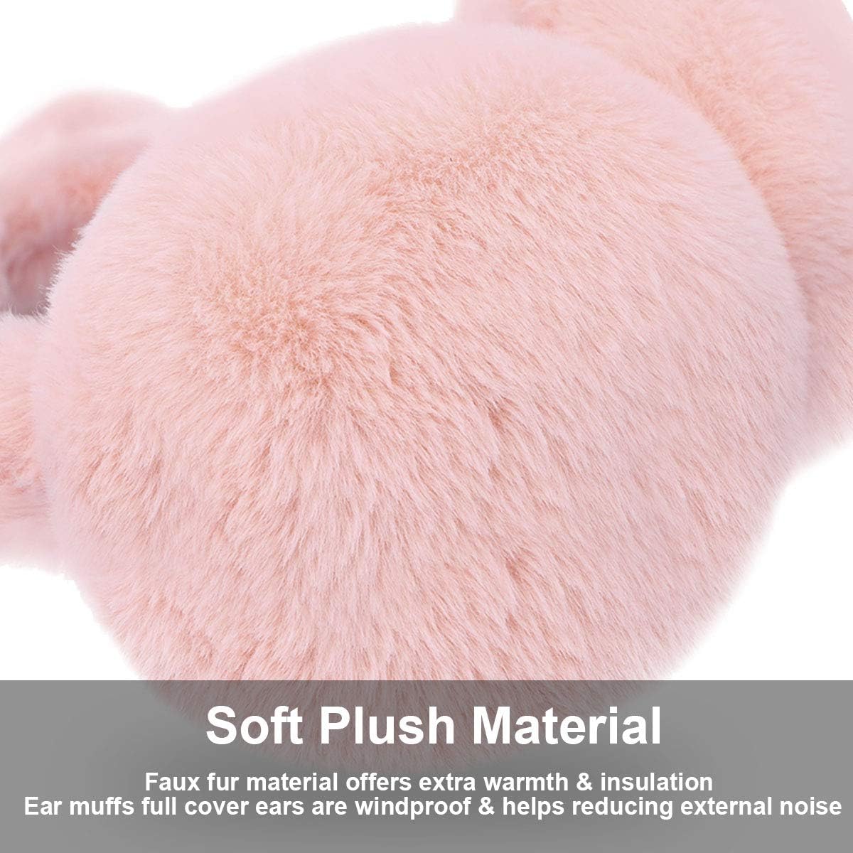 Simplicity Winter Earmuff Women's Soft Plush Foldable Cat Ear Warmers, Pink at  Women’s Clothing store