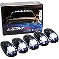 iJDMTOY 5pcs White LED Cab Roof Top Marker Running Lights Compatible With Truck SUV 4x4 (Black Smoked Lens Lamps)