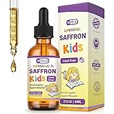 HFELIZ Liposomal Saffron Liquid Drops for Kids, Saffron Extract Supplements with L-Theanine & Chamomile for Focus, Relaxation & Antioxidant Support, Alcohol-Free, Natural Flavor, 2 Fl OZ