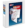 Avery Heavy-Duty View 3 Ring Binder, 2 Inch One Touch Slant Rings, 530-Sheet Capacity, DuraHinge, 2.8 Inch Wide Spine, Customizable Clear Cover and Spine, 1 White Binder (79792)