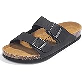 FITORY Mens Sandals, Arch Support Slides with Adjustable Buckle Straps and Cork Footbed Size 7-14.5