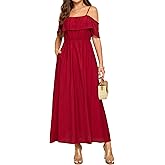 Ystguic Women's Casual Off The Shoulder Dress Empire Waist Maxi Dresses 2025 Lightweight for Vocation